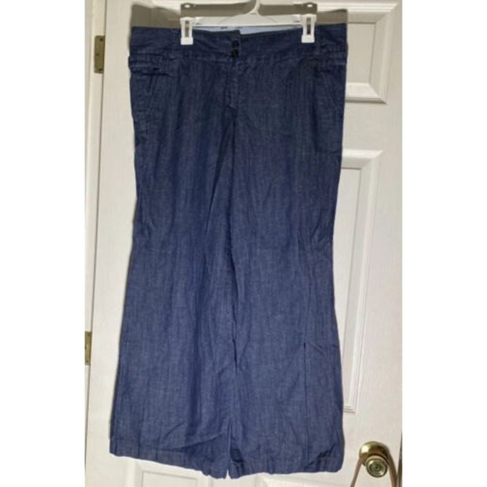 Lands' End Denim Wide Leg Dress Pants 12